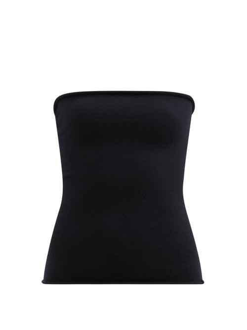 Extreme Cashmere - No.180 Rolled-edge Stretch-cashmere Bandeau Top - Womens - Navy
