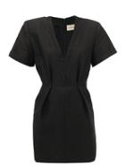 Matchesfashion.com Alexandre Vauthier - Pleated-waist Tailored Cotton-blend Dress - Womens - Black