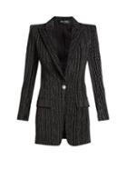 Matchesfashion.com Balmain - Striped Single Breasted Velvet Blazer - Womens - Black Silver