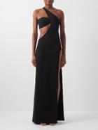 Monot - Asymmetric Cutout Crepe Maxi Dress - Womens - Black