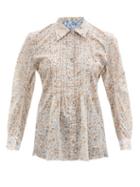 Matchesfashion.com Thierry Colson - Winston Pintucked Floral-print Cotton Blouse - Womens - Brown Print