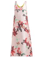 Matchesfashion.com La Doublej - Easy Peasy Orchidea Fil Coup Twill Midi Dress - Womens - Pink Print