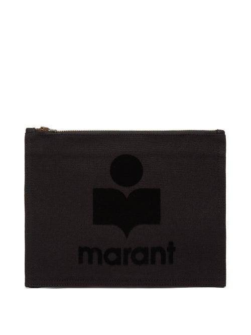 Isabel Marant - Nettia Flocked-logo Canvas Pouch - Womens - Black