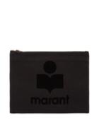 Isabel Marant - Nettia Flocked-logo Canvas Pouch - Womens - Black