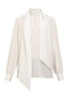 Matchesfashion.com Fendi - Geometric Polka Dot Print Tie Neck Blouse - Womens - White