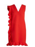 Msgm Asymmetric-ruffled Crepe Mini Dress
