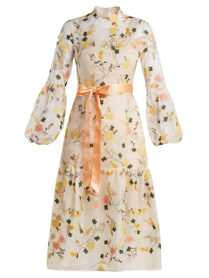 Erdem Sandra Floral Print Organza Gown