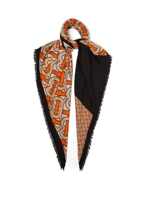 Matchesfashion.com Burberry - Tb Print Cashmere Scarf - Womens - Orange Print