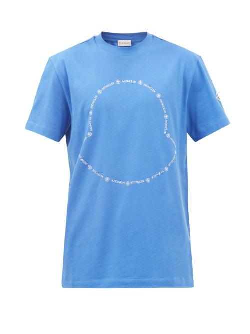 Moncler - Logo-print Cotton-jersey T-shirt - Mens - Blue