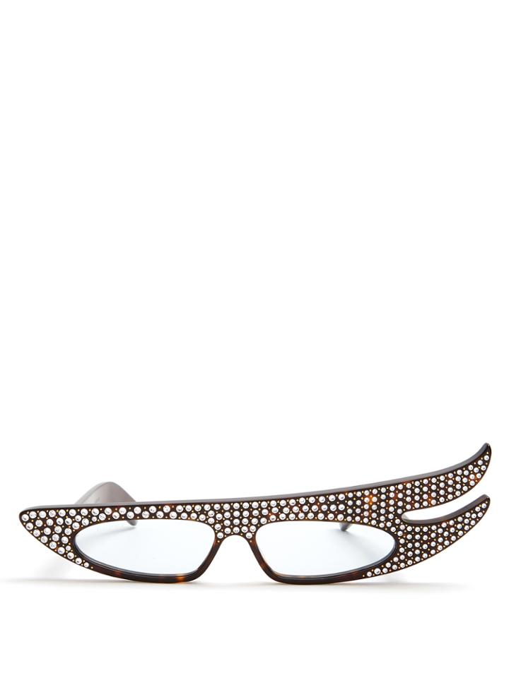 Gucci Embellished Rectangular-frame Acetate Glasses