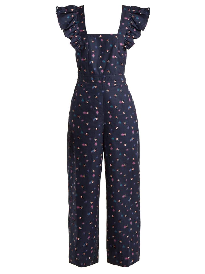 Rebecca Taylor Farren Floral-print Cotton-linen Jumpsuit