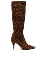 Matchesfashion.com Saint Laurent - Kiki Pointed Suede Knee High Boots - Womens - Leopard