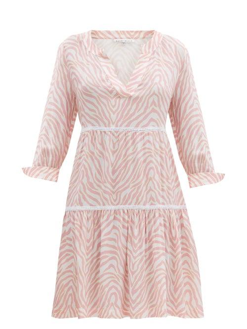 Matchesfashion.com Heidi Klein - Zebra-print Crepe Dress - Womens - Pink Print