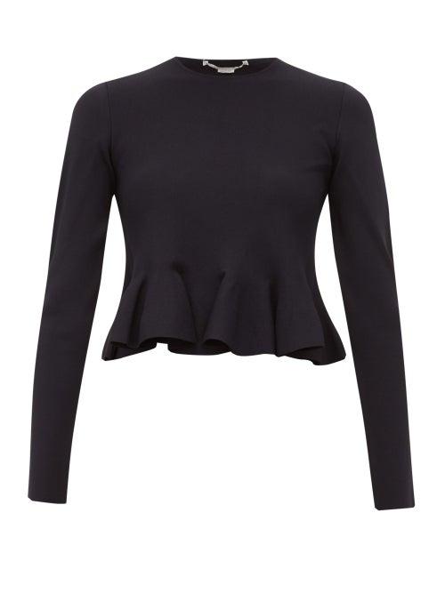 Matchesfashion.com Stella Mccartney - Punto Di Milano Peplum Top - Womens - Navy