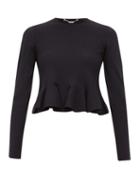 Matchesfashion.com Stella Mccartney - Punto Di Milano Peplum Top - Womens - Navy