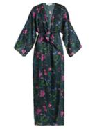 Borgo De Nor Elsa Surreal-print V-neck Satin Kimono Dress
