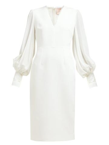 Matchesfashion.com Roksanda - Essi Bell Sleeve Crepe Midi Dress - Womens - Ivory