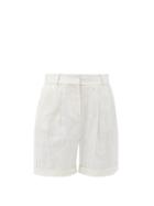 Matchesfashion.com Frame - Striped Linen-blend Shorts - Womens - White