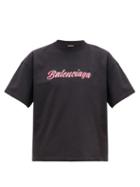 Matchesfashion.com Balenciaga - Logo Print Cotton T Shirt - Mens - Black Pink