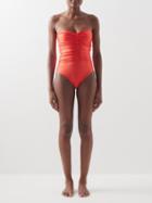 Jade Swim - Yara Gathered Bandeau Swimsuit - Womens - Red