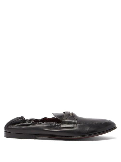 Matchesfashion.com Dolce & Gabbana - Elasticated-back Leather Penny Loafers - Mens - Black