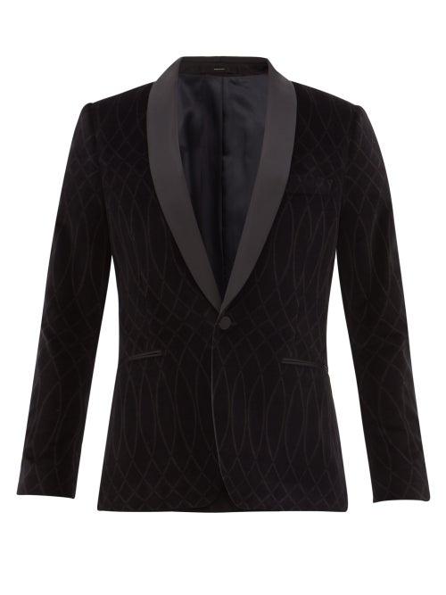 Matchesfashion.com Paul Smith - Shawl-lapel Patterned Velvet Tuxedo Jacket - Mens - Black