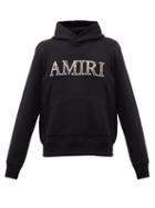 Amiri - Logo-appliqu Cotton-jersey Hooded Sweatshirt - Mens - Black Multi