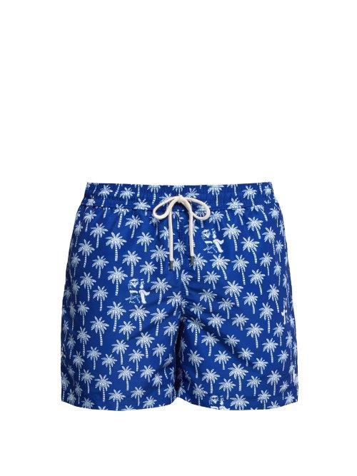 Matchesfashion.com Polo Ralph Lauren - Palm Tree And Bear Print Swim Shorts - Mens - Blue Multi