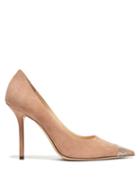 Matchesfashion.com Jimmy Choo - Love 100 Suede And Crystal Pumps - Womens - Nude
