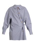 A.w.a.k.e. Wrap-effect Striped Cotton-poplin Shirt