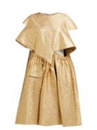 Matchesfashion.com Maison Margiela - Cut Out Cotton Blend Brocade Midi Dress - Womens - Gold
