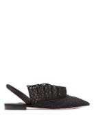Matchesfashion.com Andrea Mondin - Odette Embroidered Ruffle Slingback Sandals - Womens - Black