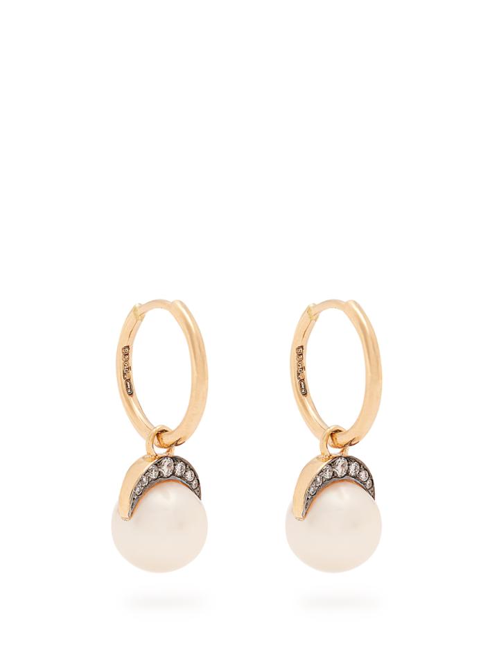 Noor Fares Diamond, Pearl & Yellow-gold Earrings