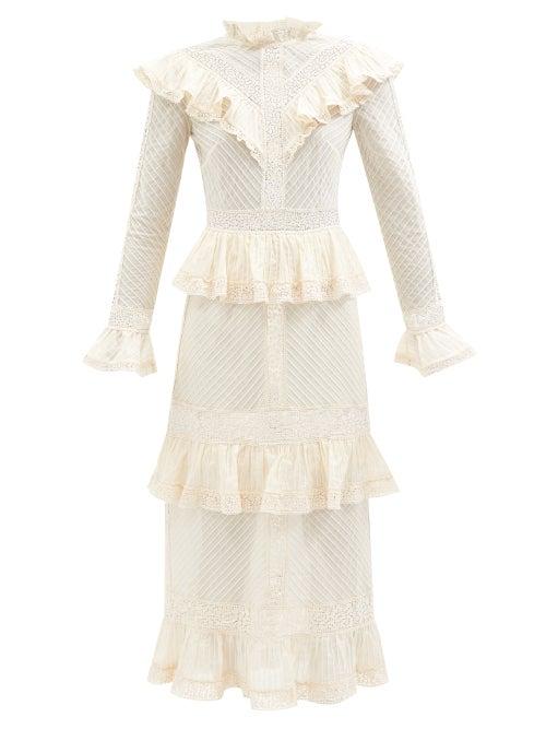Zimmermann - Tropicana Pintucked Cotton-poplin Dress - Womens - Cream