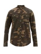 Matchesfashion.com Balmain - Distressed Camouflage Print Cotton Shirt - Mens - Khaki