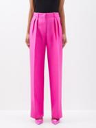 Valentino - Crepe Couture Pleated Wool-blend Tailored Trousers - Womens - Pink