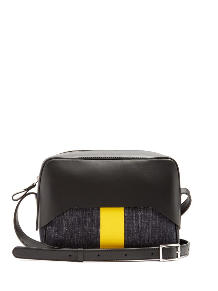Tibi Garon Leather And Denim Cross-body Bag