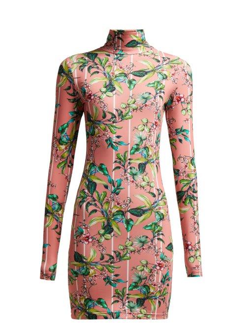 Matchesfashion.com Vetements - Floral Print Stretch Jersey Mini Dress - Womens - Pink Multi