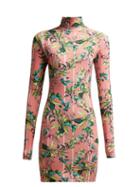 Matchesfashion.com Vetements - Floral Print Stretch Jersey Mini Dress - Womens - Pink Multi