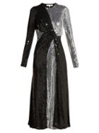 Matchesfashion.com Galvan - Pinwheel Sequinned Silk Dress - Womens - Black Silver