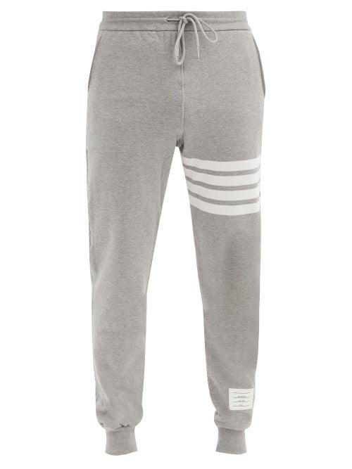 Matchesfashion.com Thom Browne - Four-bar Cotton-jersey Track Pants - Mens - Light Grey
