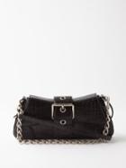 Balenciaga - Lindsay S Crocodile-effect Leather Shoulder Bag - Womens - Black