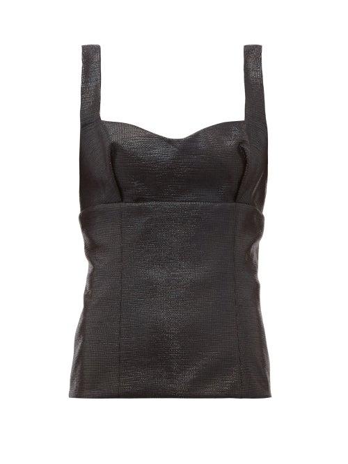 Matchesfashion.com Emilia Wickstead - Madeleine Glossed Jersey Top - Womens - Black
