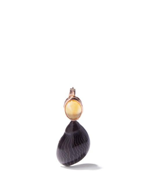 Ladies Fine Jewellery Dezso - Citrine & 18kt Rose-gold Single Earring - Womens - Black Multi