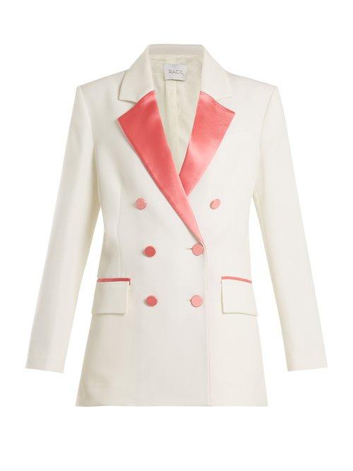 Matchesfashion.com Racil - Paris Double Breasted Contrast Lapel Wool Blazer - Womens - Pink White