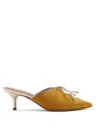 Malone Souliers Victoria Moire Double-bow Kitten-heel Mules