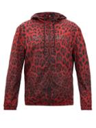 Dolce & Gabbana - Leopard-print Hooded Zipped Windbreaker Jacket - Mens - Red Multi