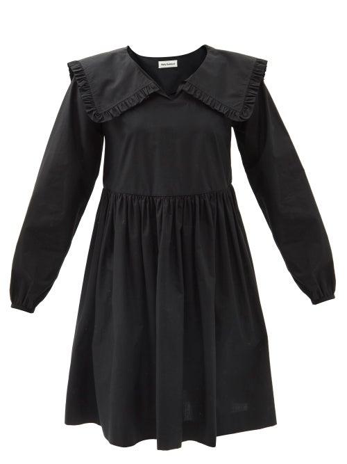 Ladies Rtw Molly Goddard - Atlanta Frilled-collar Cotton-poplin Mini Dress - Womens - Black