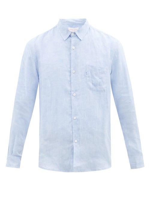 Derek Rose - Monaco Linen Shirt - Mens - Light Blue