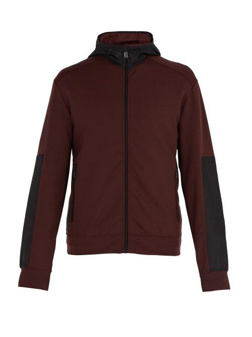 Matchesfashion.com Prada - Hooded Shell Panelled Jersey Jacket - Mens - Burgundy Multi